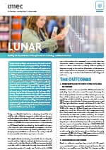 ICON_resultleaflet_LUNAR LUNAR project leaflet showing shoppers in a supermarket and the imec logo