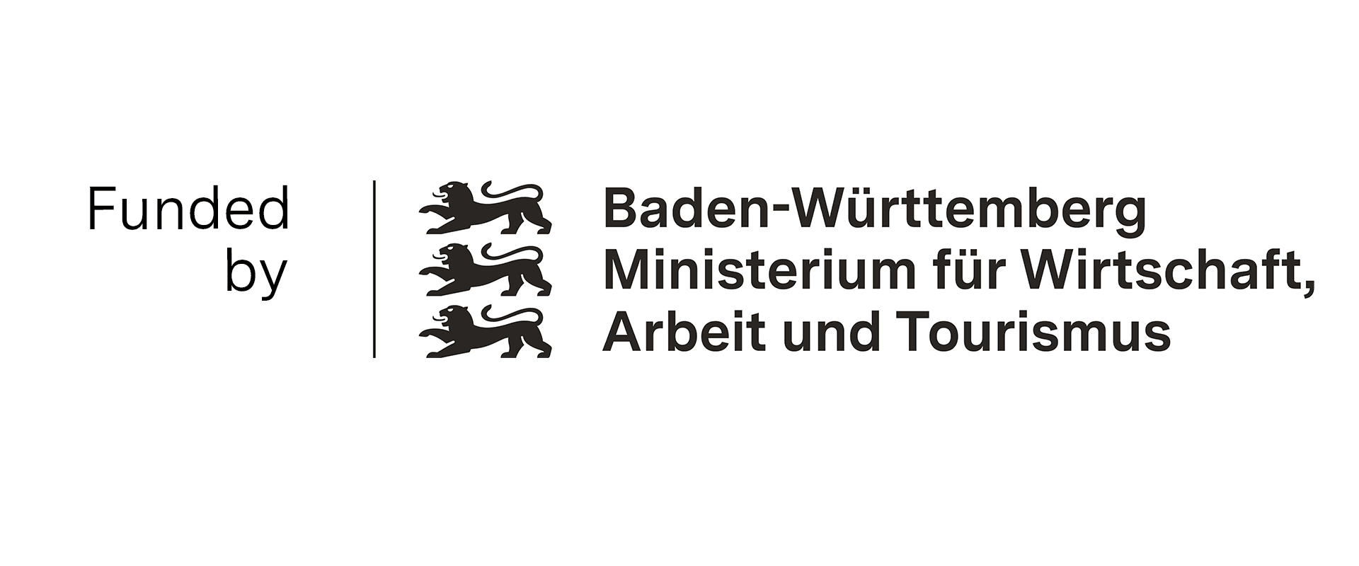 BadenWuertenberg-logo Baden-Württemberg Ministry für Wirtschaft, Arbeit und Tourismus logo with three black lions and funding text