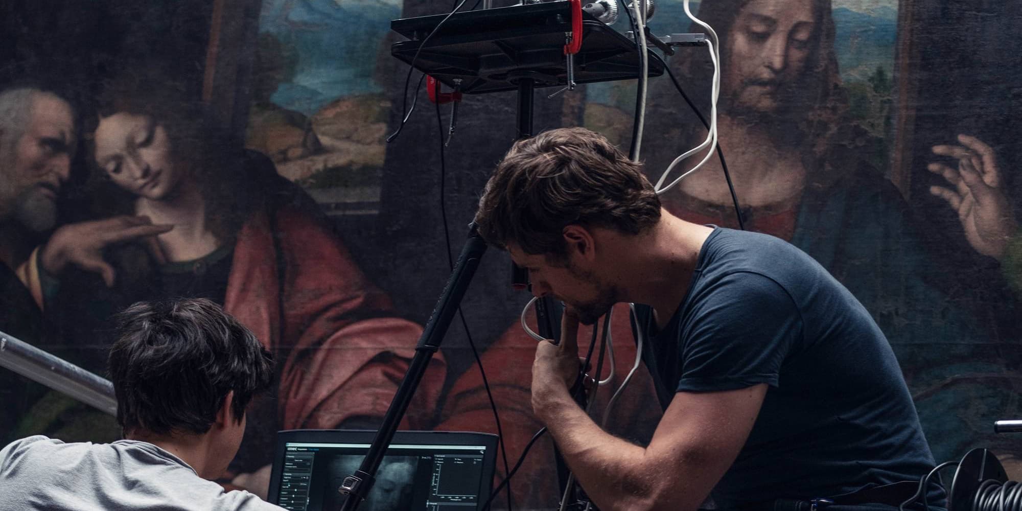 art-%26-heritage Researchers use a hyperspectral camera setup to examine a painted artwork
