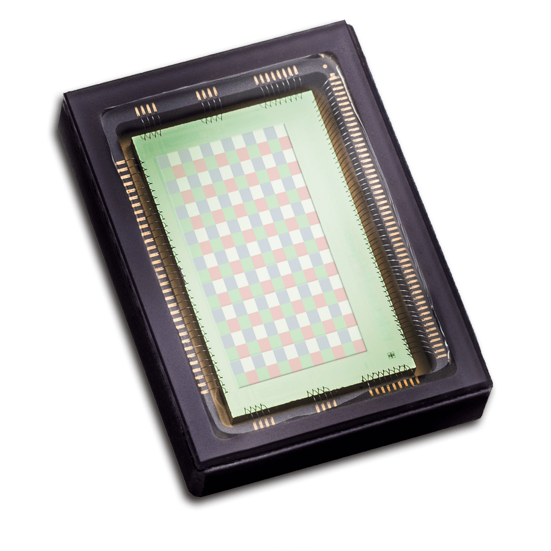 Customized-sensor-or-camera_0_0 Custom sensor chip in a dark package with a checkerboard die pattern