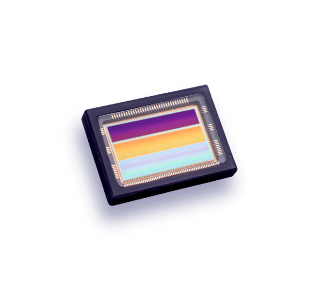 LS96%20VNIR%20center Linescan LS96 VNIR spectral sensor chip with a rainbow-colored sensing area