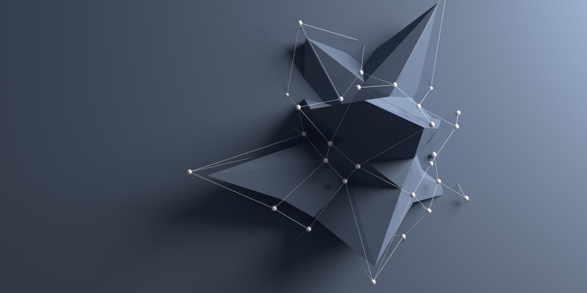04_supervia_scaling_1 Abstract 3D geometric structure with connected nodes on a blue-gray background