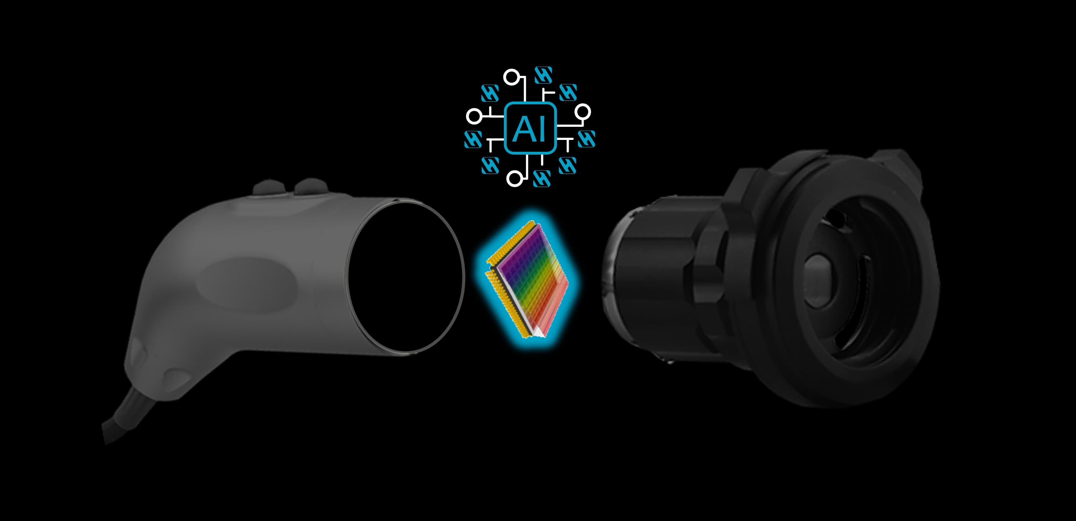 2025-07_on-chip-hsi AI-enabled hyperspectral imaging module between a surgical headset and camera lens