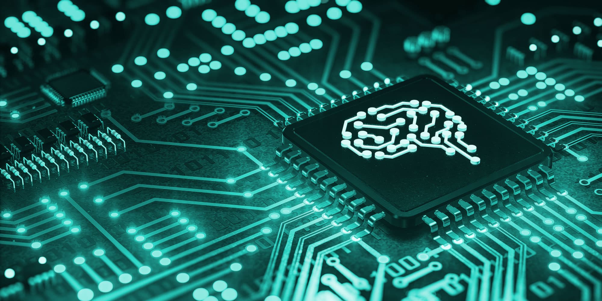 AI-HAILO Stylized AI chip on a glowing circuit board