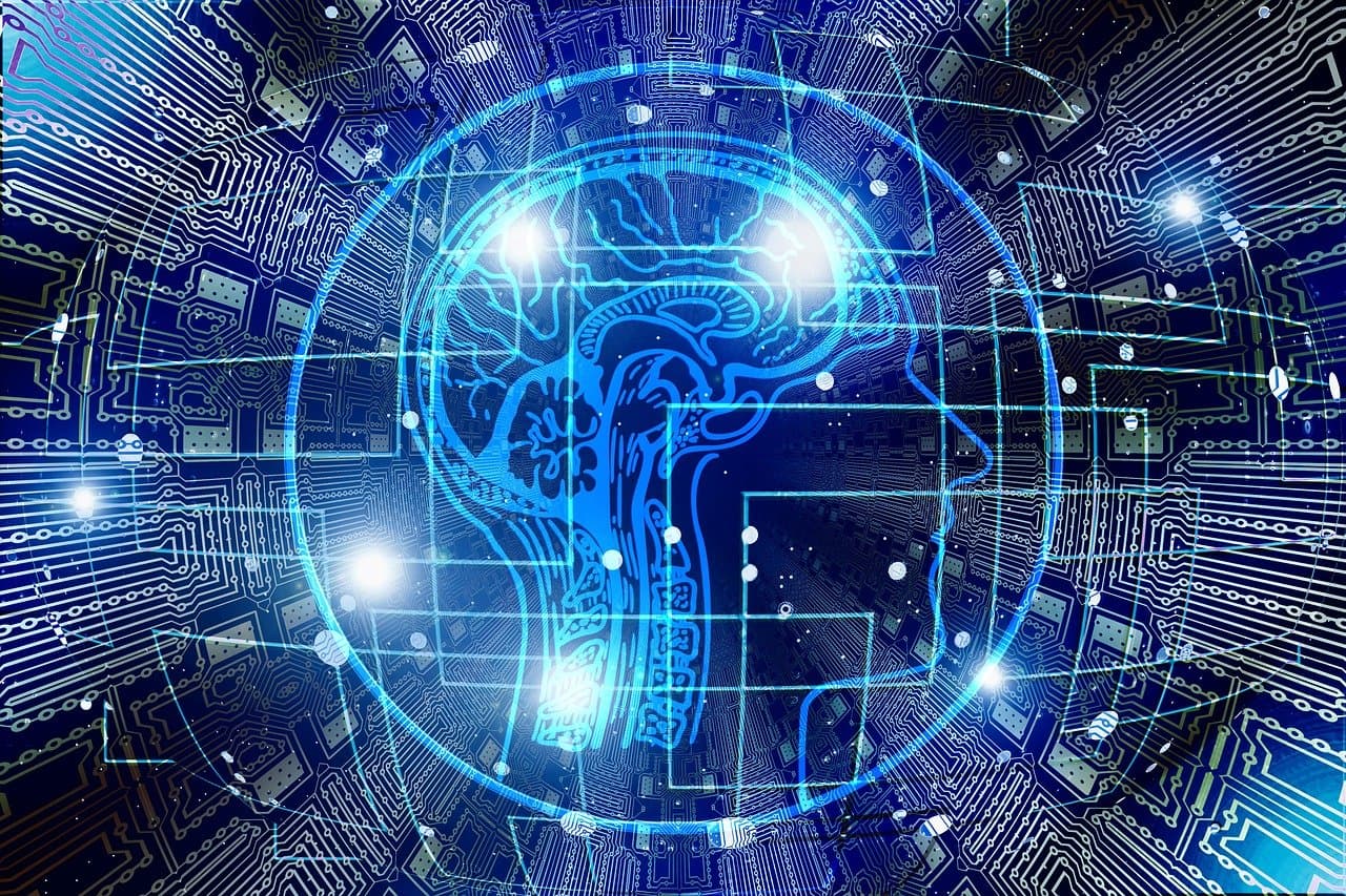 artificial-intelligence-3382507_1280 Gestileerde gloeiende hersenen boven een printplaat, die kunstmatige intelligentie voorstellen