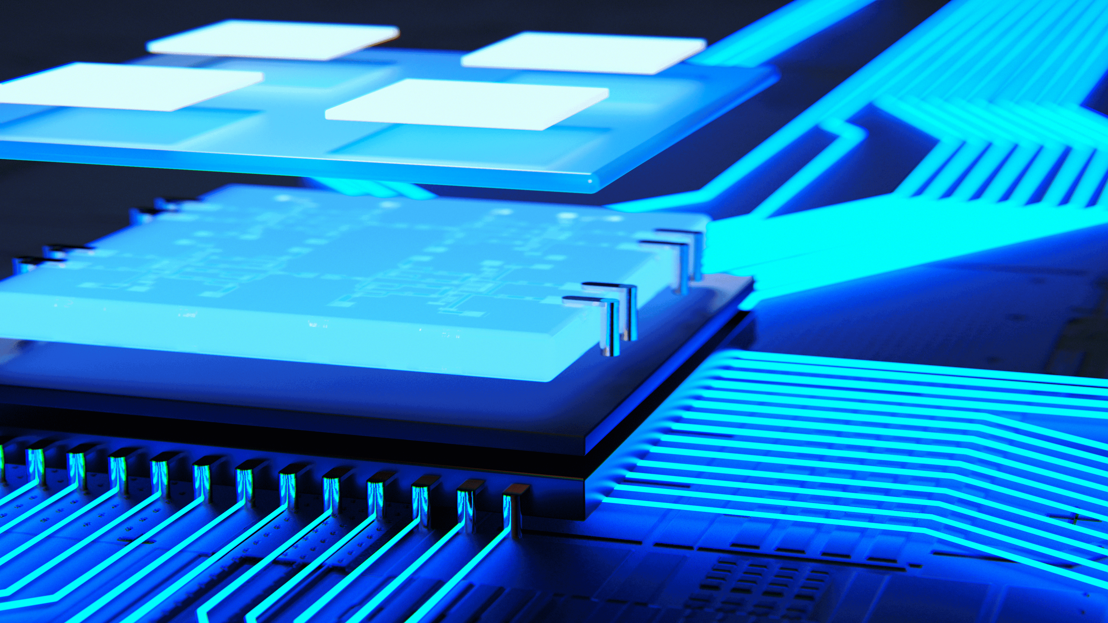 Beyond%205g Stylized blue circuit board with glowing traces and layered chip packages representing wireless connectivity