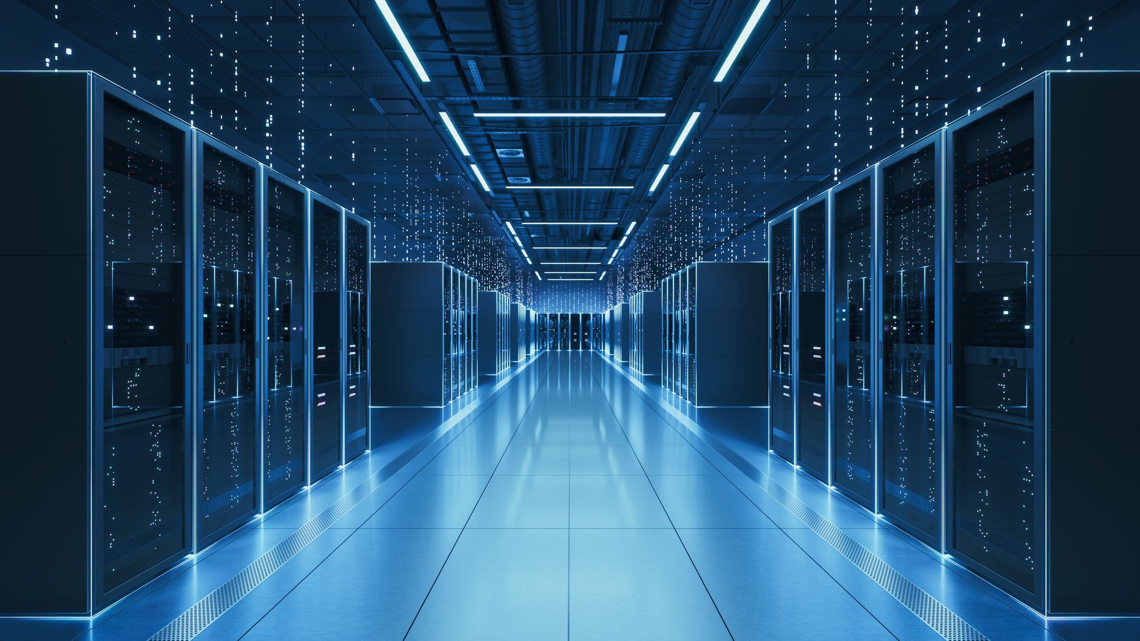 Celestial%20AI%20IC-Link Futuristic data center corridor lined with server racks and blue lighting