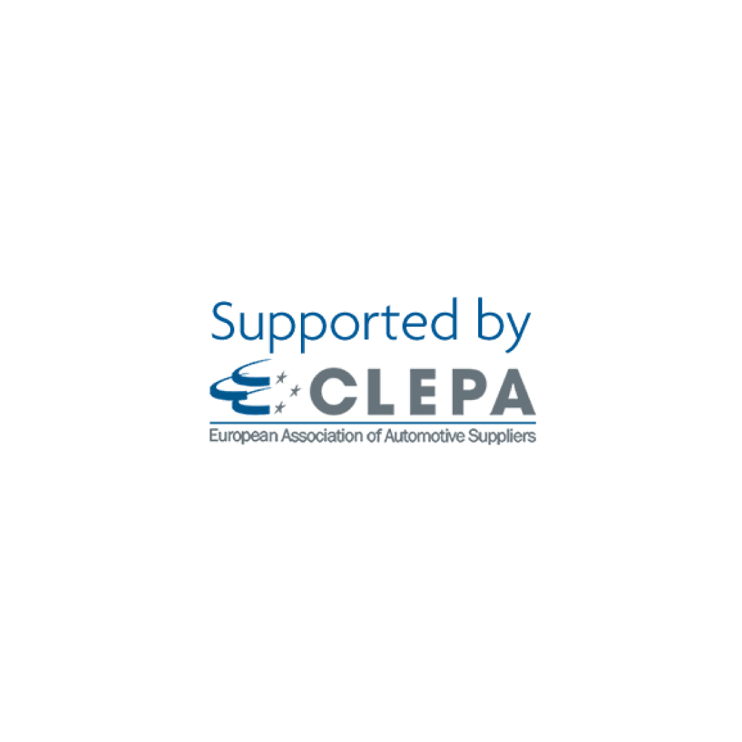 clepa_logo_square_supported CLEPA logo with “Supported by” text on a black background