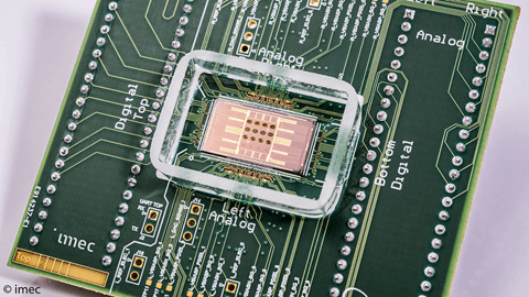 DNA%20storage%20technology Micro-electrode chip mounted on a green circuit board