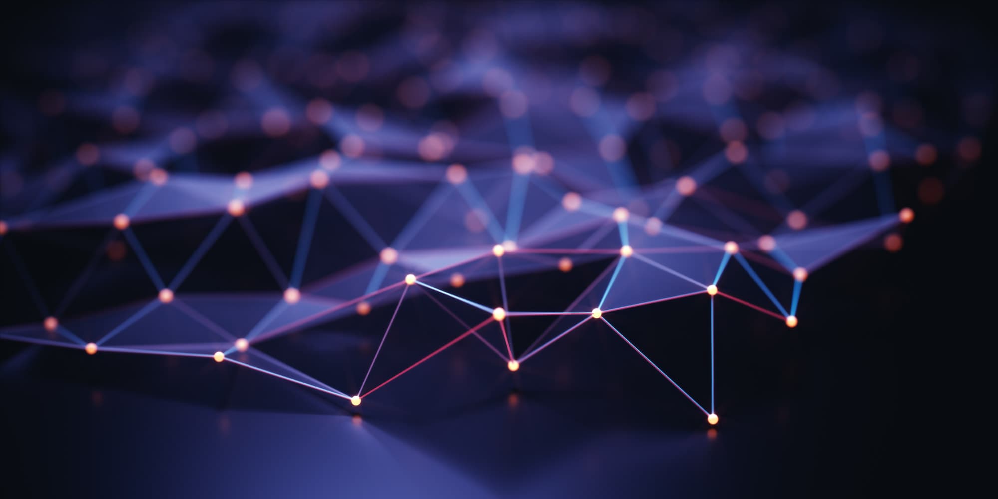 ExaScience Abstract network of glowing connected nodes and lines on a dark background