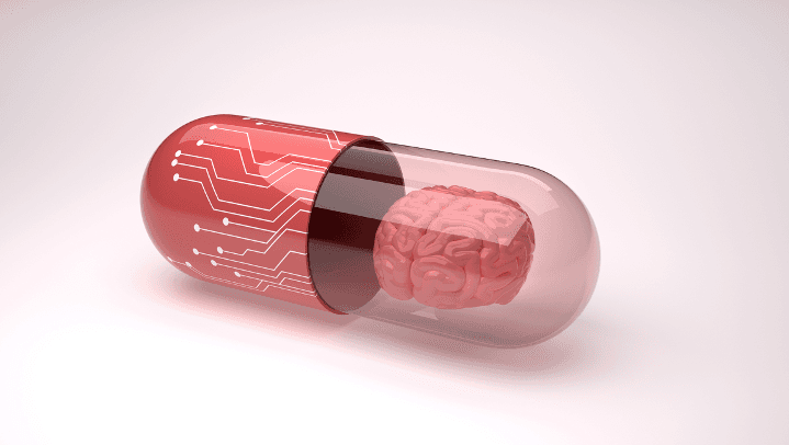 Fig%202%20smart%20ingestible Transparent capsule showing a tiny electronic sensor inside, with a circuit-patterned red shell
