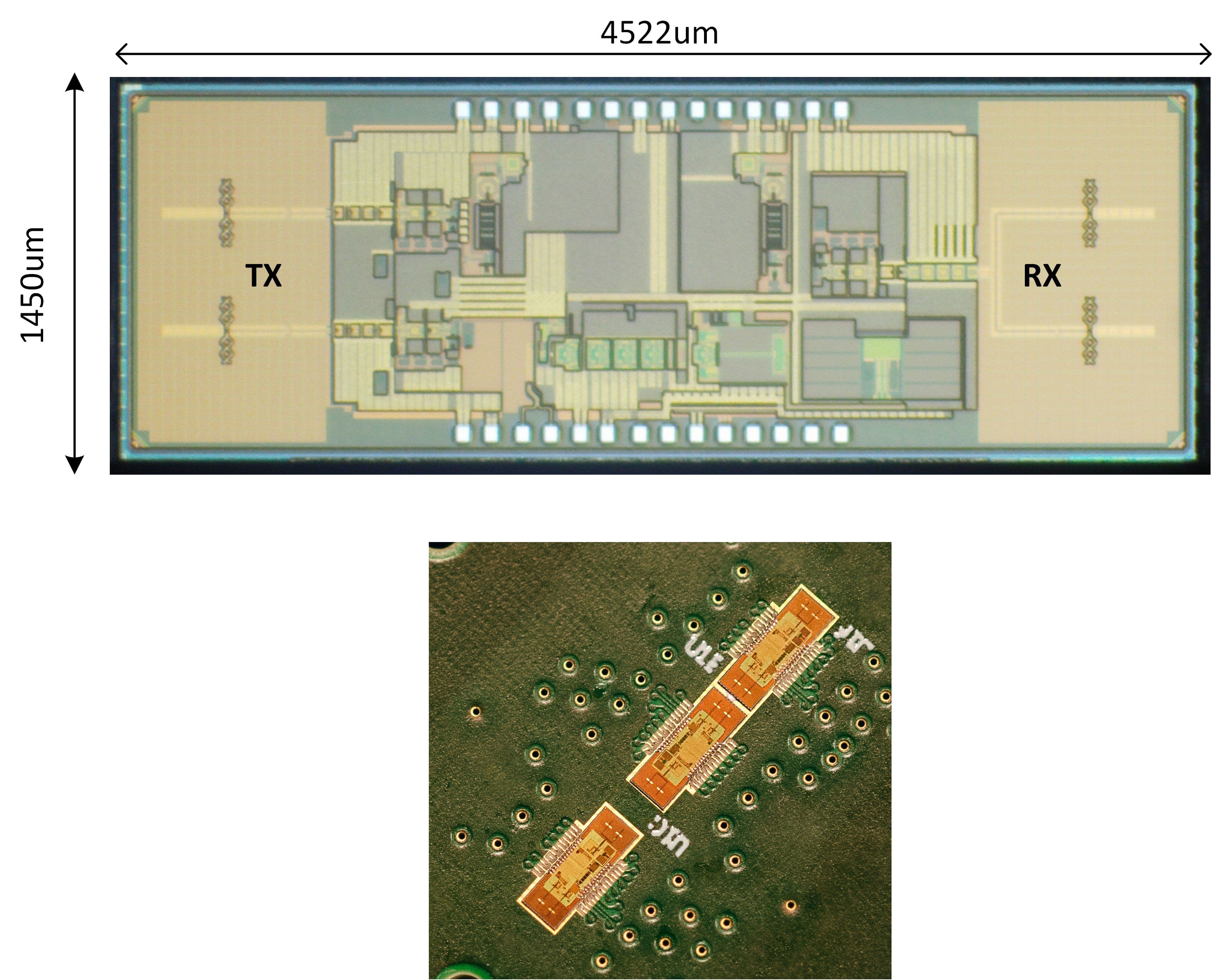 Figure_2_-_MIMO_assembly_board_0 MIMO assembly board with three transceiver chips, shown in a close-up and a zoomed microchip layout