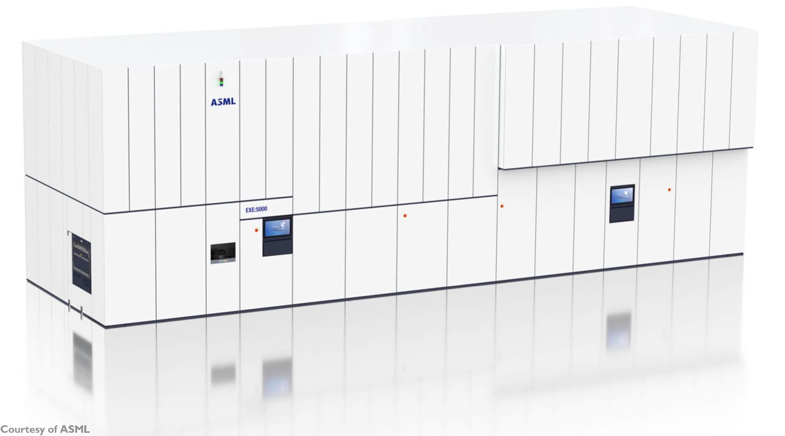 Rendering of ASML EXE:5000 High-NA EUV Lithography Scanner Rendering of ASML's EXE:5000 high-NA EUV lithography scanner