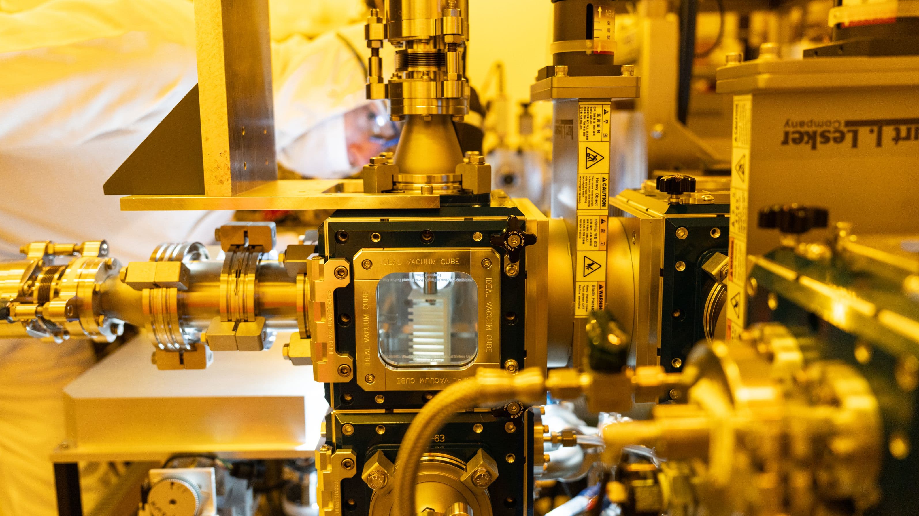 BEFORCE lithography tool in cleanroom BEFORCE lithography tool with vacuum chamber and metal components in a cleanroom