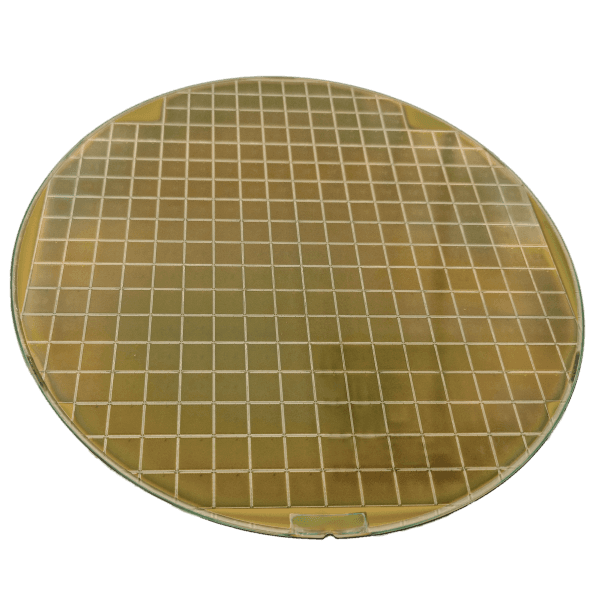 Frontgrade-Gaisler Silicon wafer with a grid of chip dies for ASIC production
