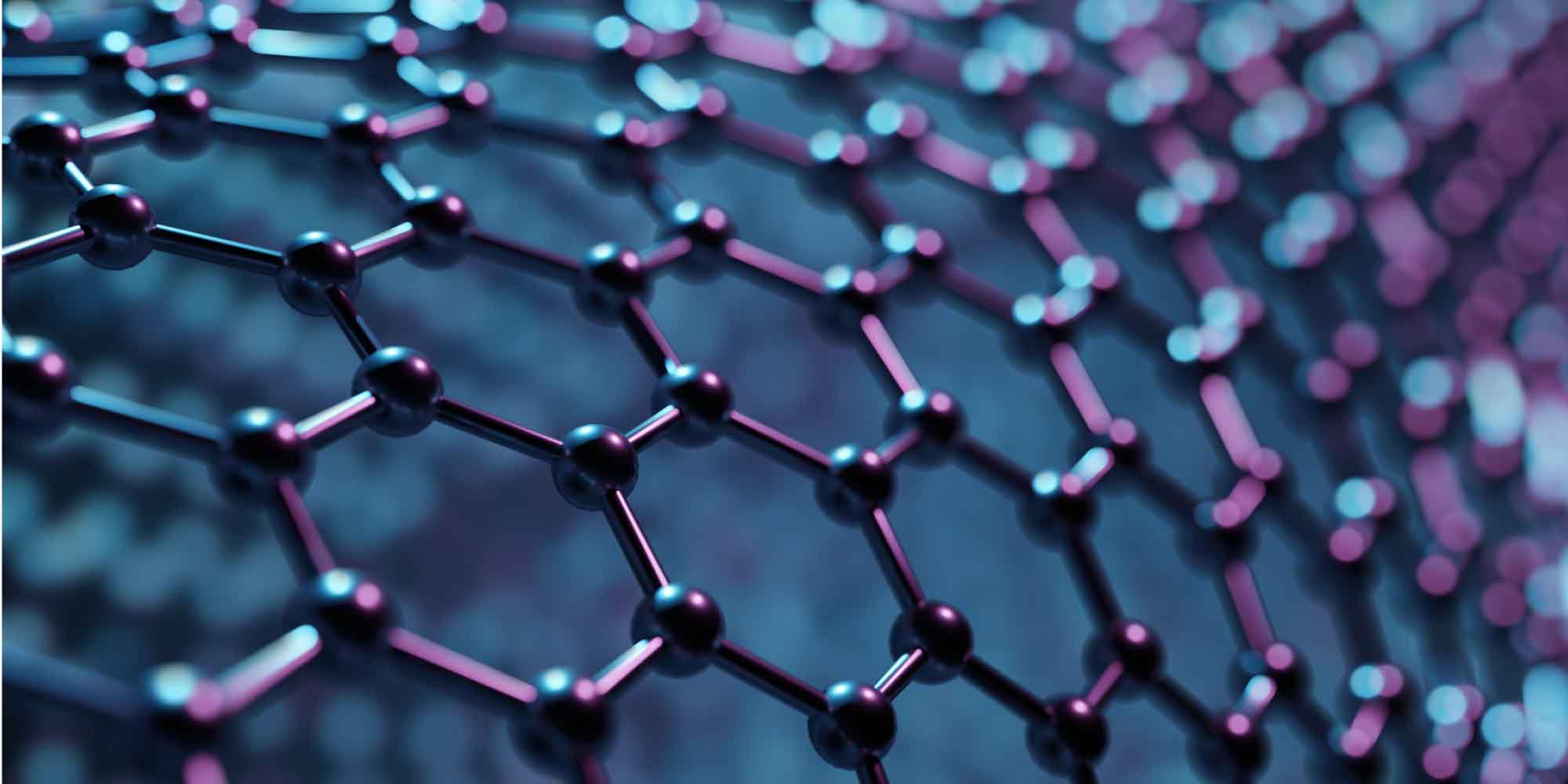 graphene-header_0 Stylized close-up of a graphene lattice with blue and pink metallic bonds