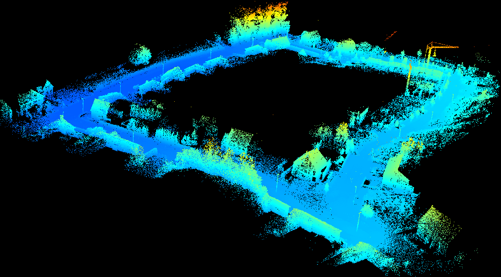 hasselt_reconstruction_0 Colorized 3D point cloud map of streets and buildings reconstructed by LiBorg 2.0