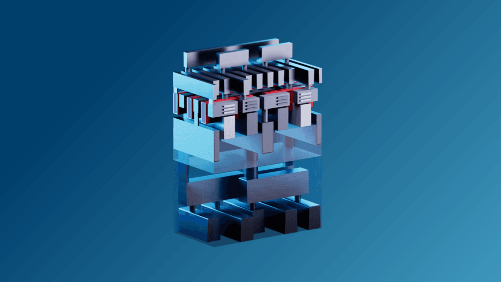 abstract 3d semiconductor structure Abstract 3D semiconductor structure on a blue background