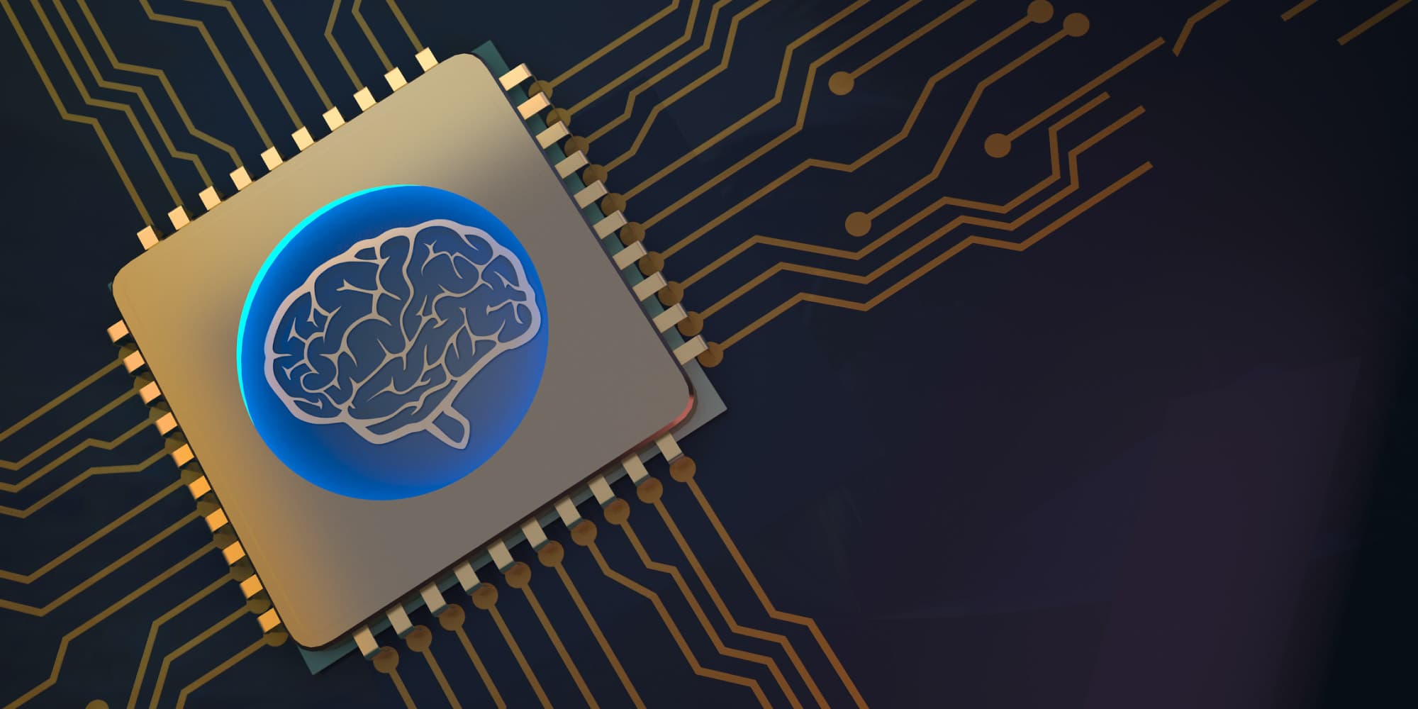 header_braindiseases Stylized microchip with a brain icon on a circuit board background