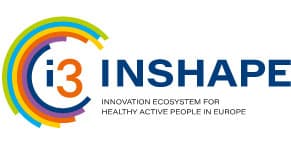 i3-INSHAPE logo with a multicolor circular mark and the tagline “Innovation ecosystem for healthy active people in Europe”