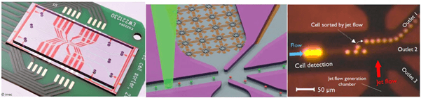 Imec%20cell%20sorter%20technology Imec cell sorter chip technology with microfluidic channels and photonic structure details