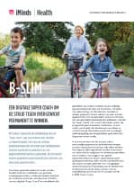 imec-icon-b-slim-leaflet_0 Omslag van de b-SLIM-folder met drie kinderen op fietsen en een digitaal coachconcept voor gezonder leven
