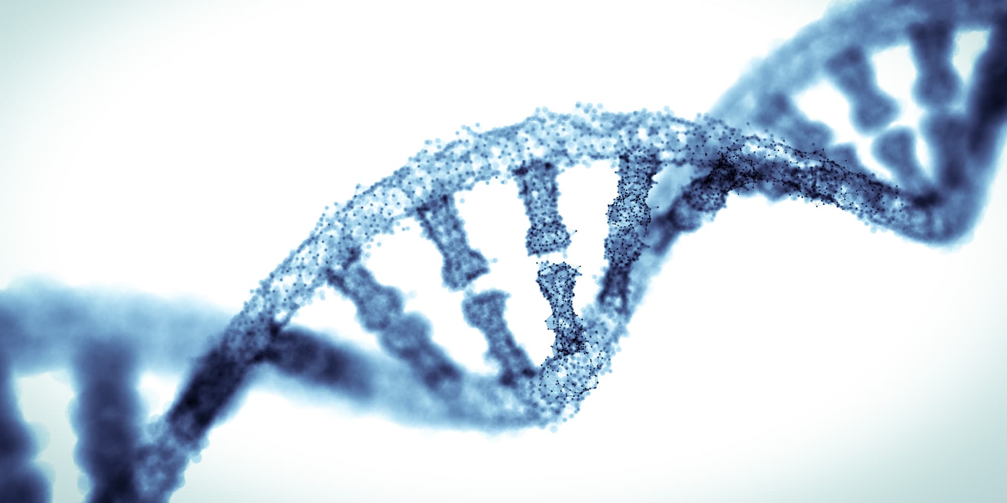 imec_life-sciences_genomics_sequencing_1 Abstract blue DNA helix formed by dots and lines on a white background