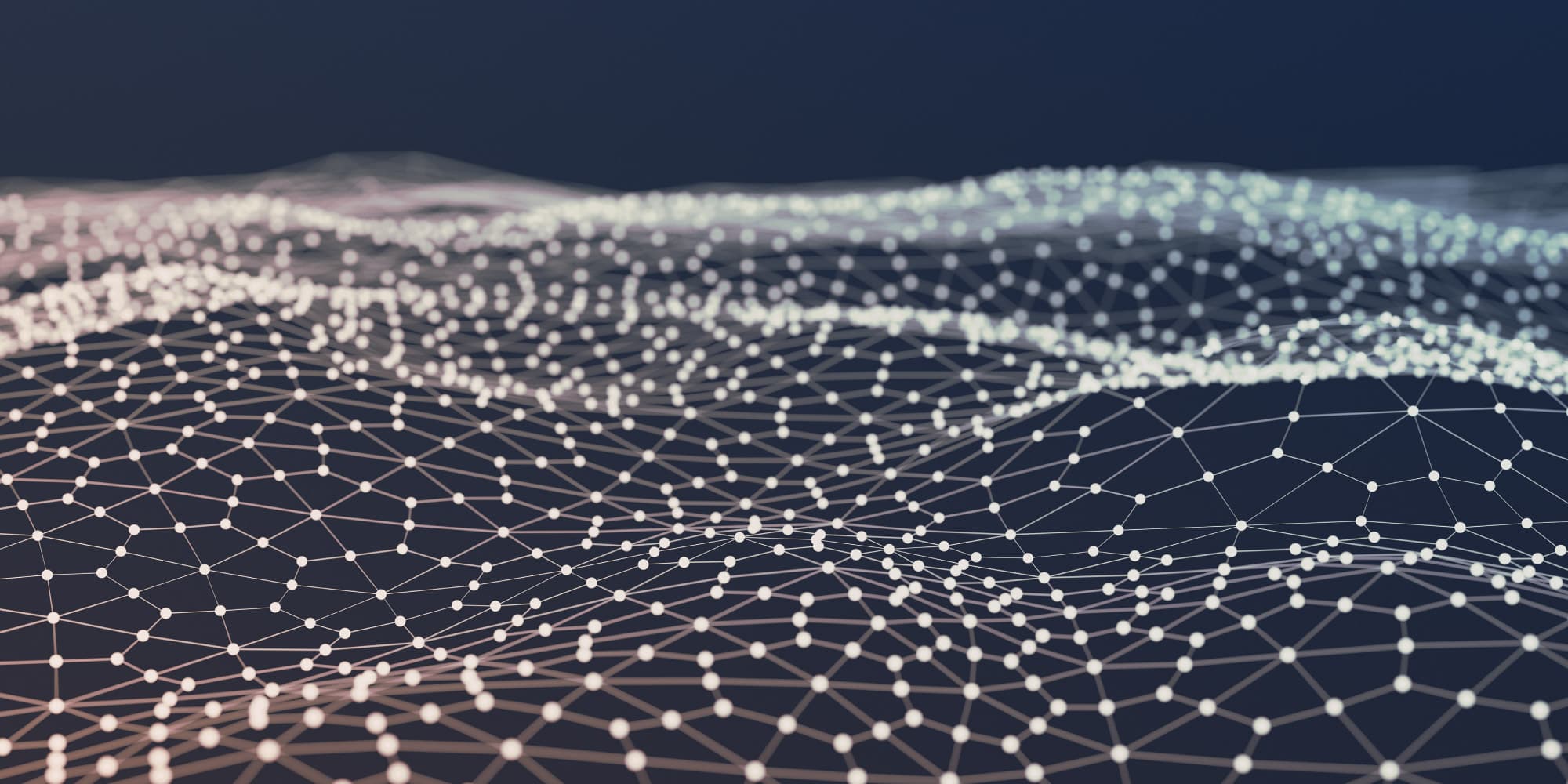 imec-magazine-2018-september-08-AI_1 Abstract network of connected nodes and lines, suggesting AI data processing at the edge of IoT