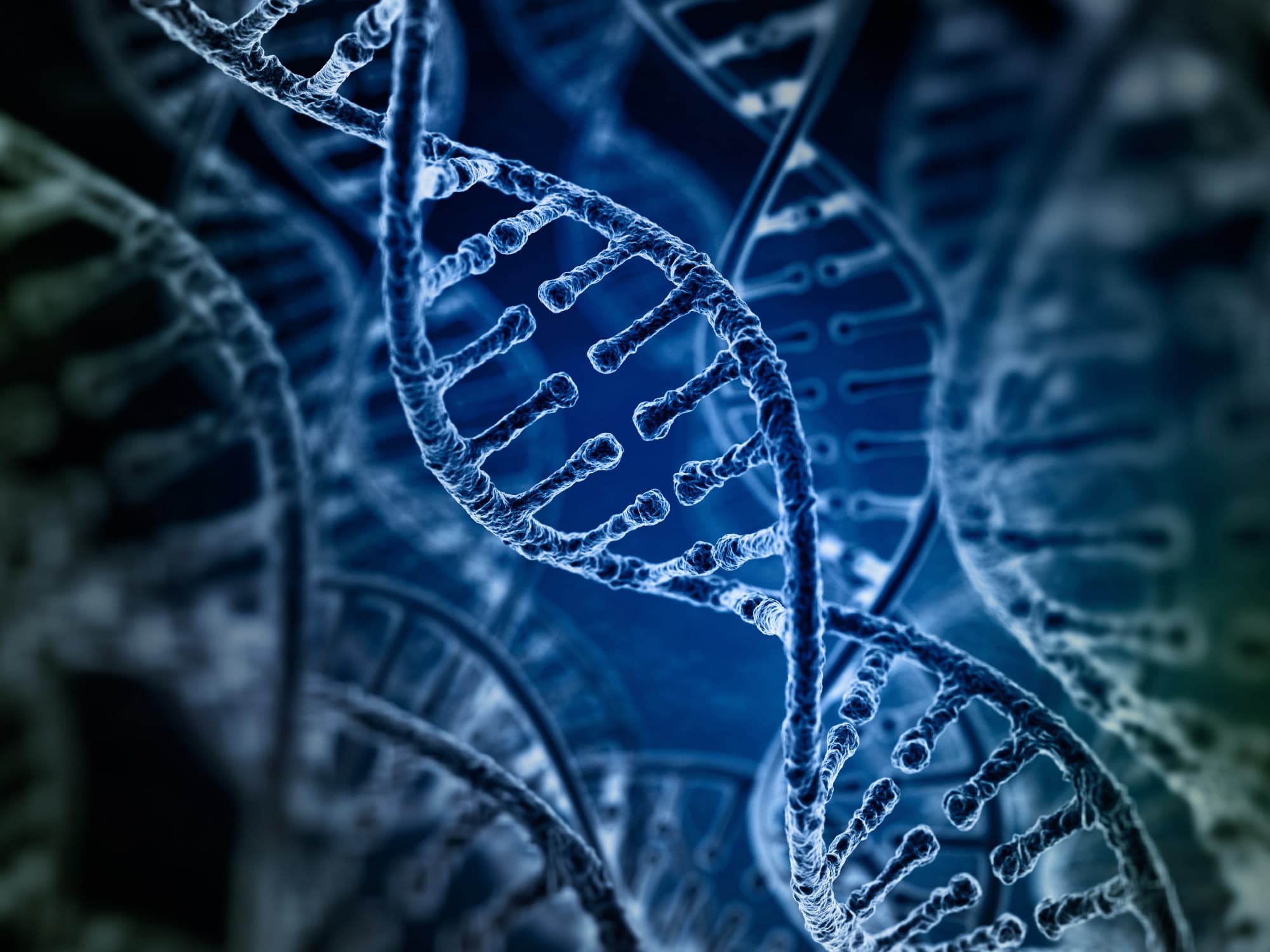 imec-magazine-dna-sequencing_1 Blue-toned DNA double helix strands in close-up
