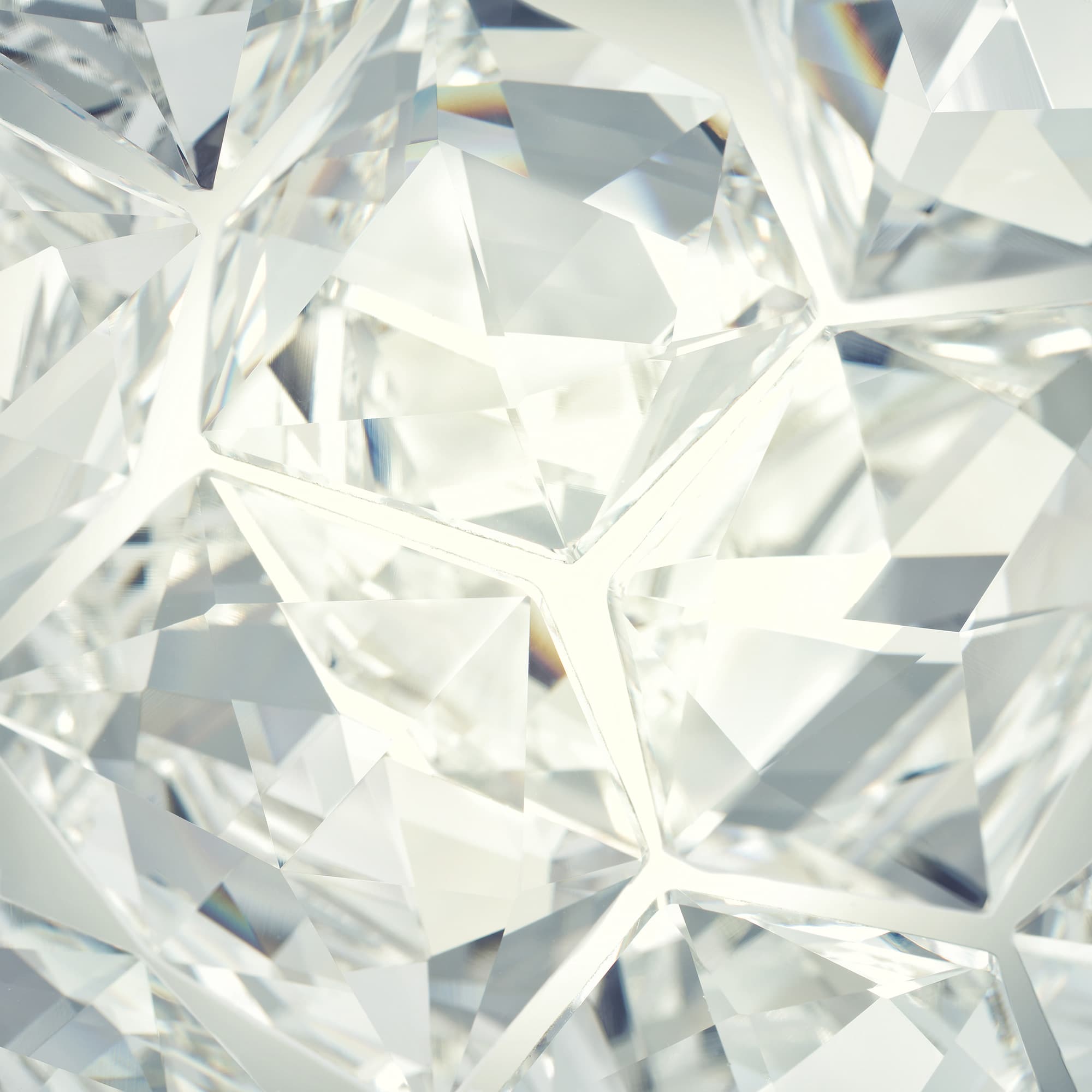 close-up of faceted diamond crystals Close-up of sparkling faceted diamond crystals