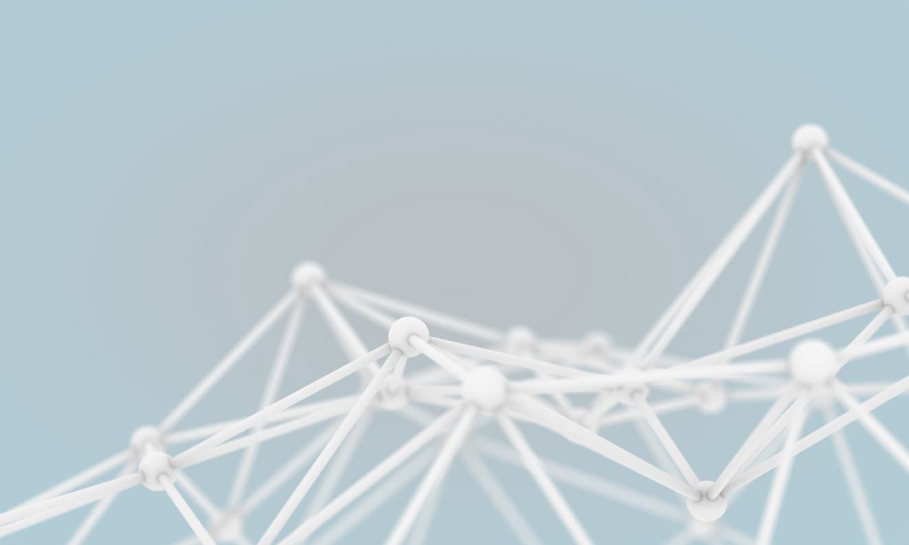abstract network of connected nodes Abstract white network of connected nodes on a pale blue background