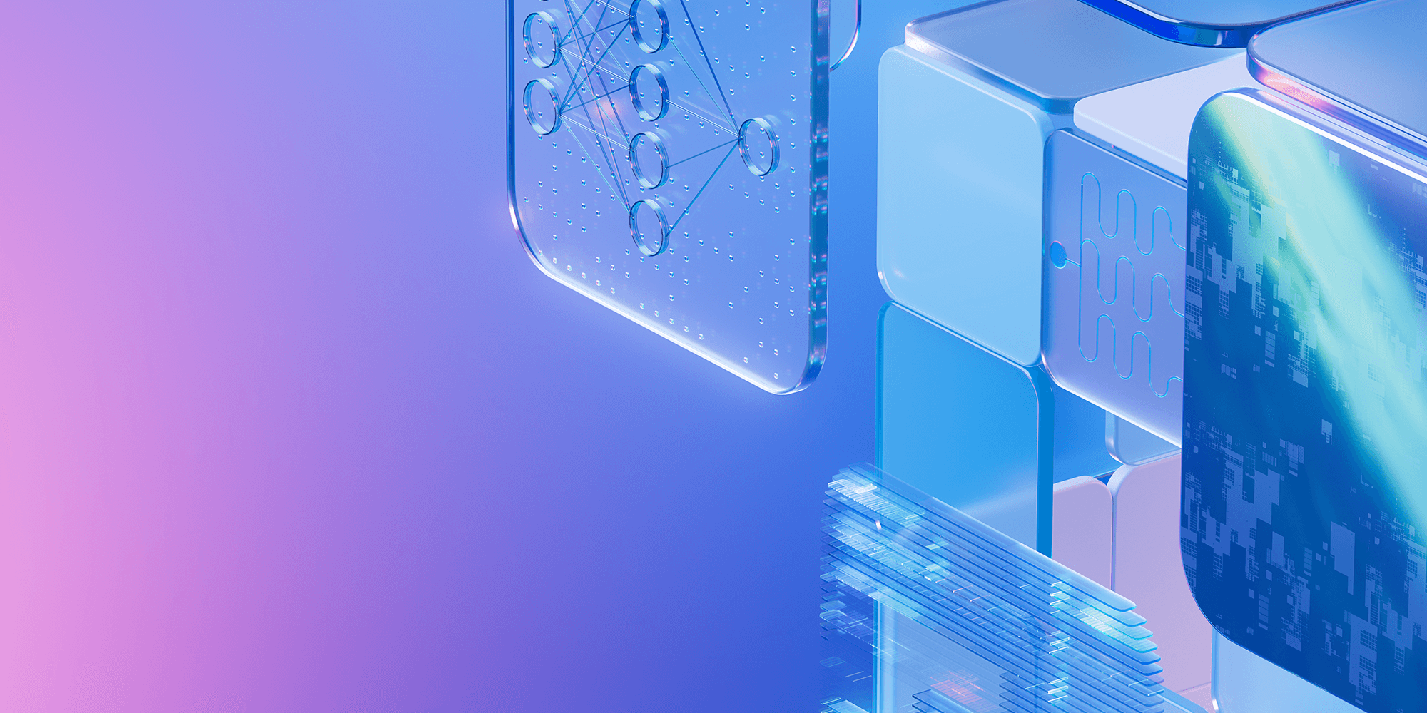 ITFSPAIN_2026_web_HEADER_2000X1000_1 Abstract blue and purple technology panels with circuit-like patterns and glowing layers