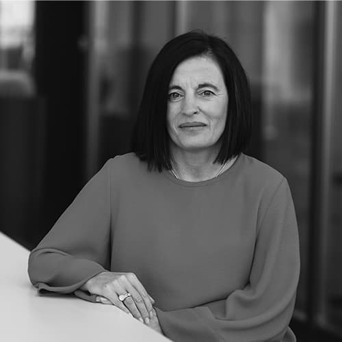 KatrienMarent_500x500greyscale Portrait of Katrien Marent, EVP and Chief Marketing and Communications Officer at imec