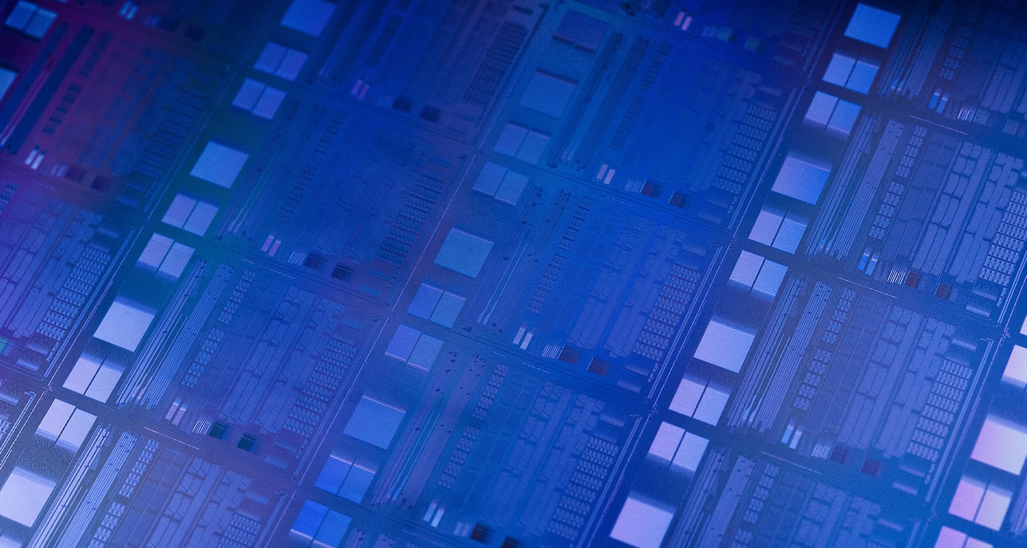 Leaflet_LiDAR019_V3_1 Abstract blue semiconductor chip pattern with square circuit blocks and traces