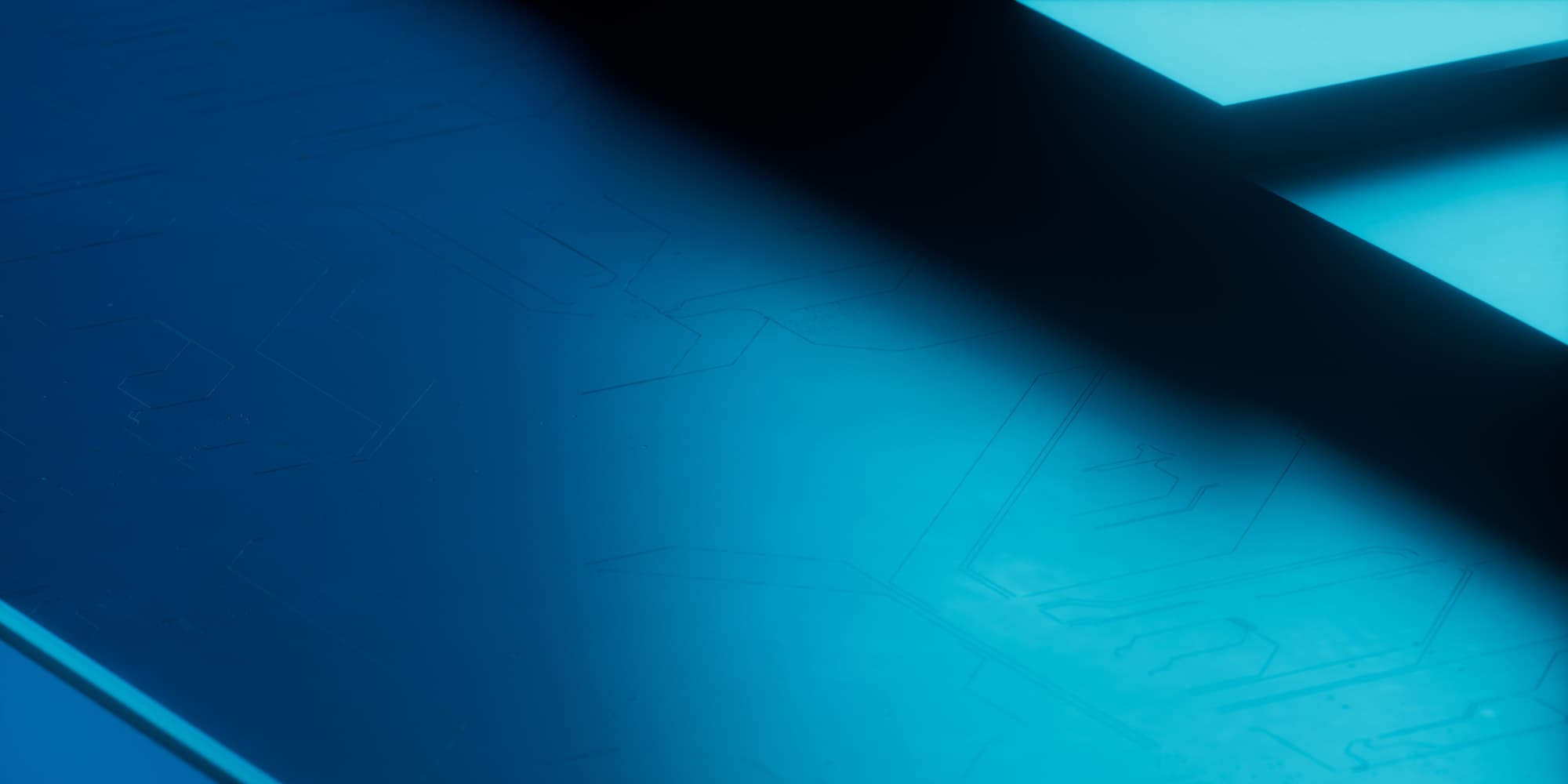 abstract blue semiconductor wafer with reflections Abstract blue semiconductor wafer with geometric reflections