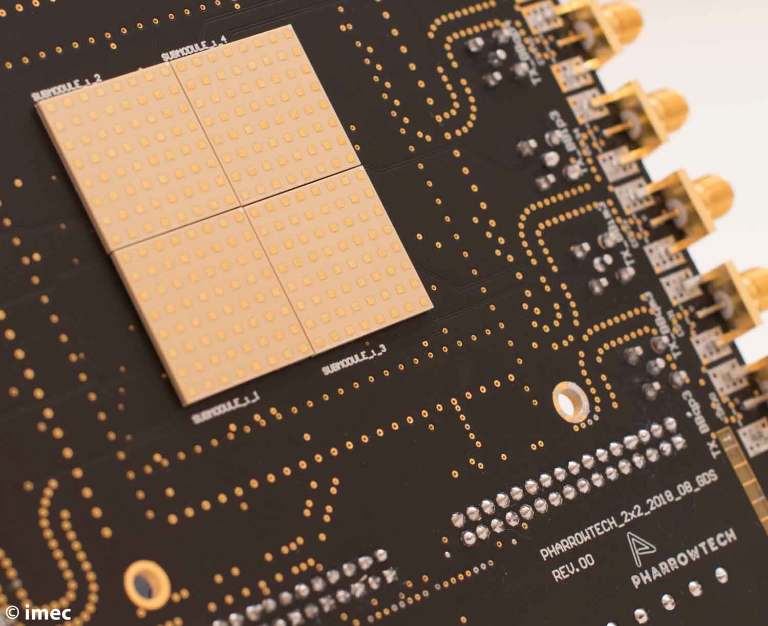 Pharrowtech_boosts_millimeter-wave_fixed_wireless_access_coverage_1 Millimeter-wave circuit board with a mounted chip and PHARROWTECH branding