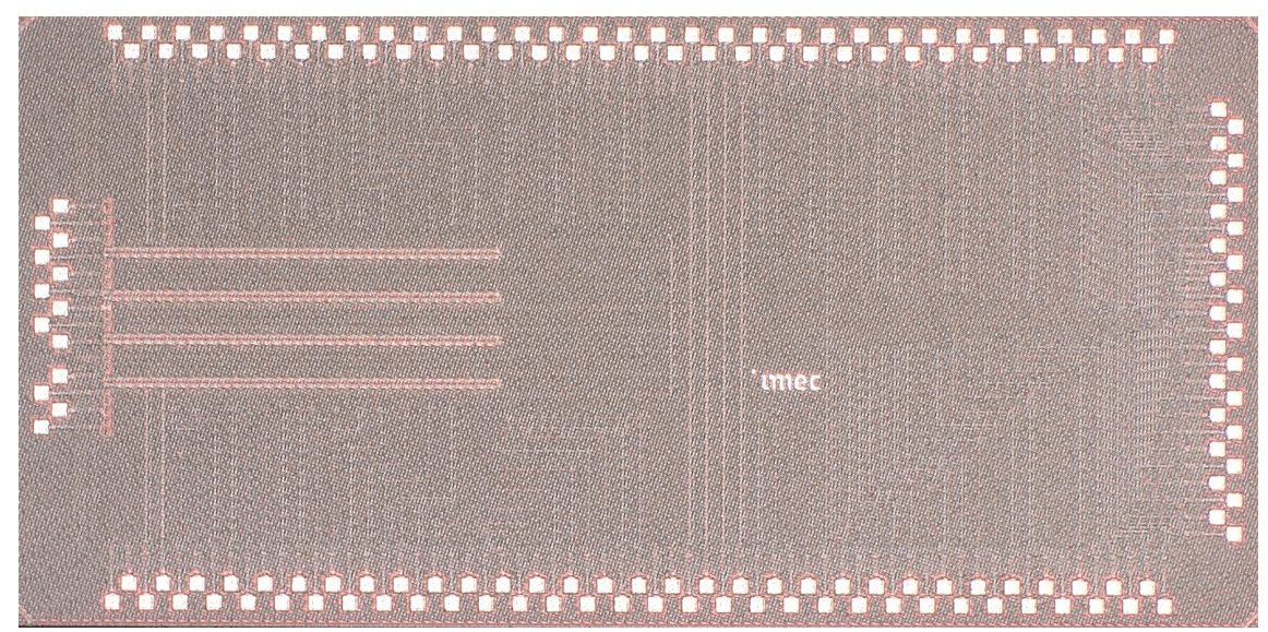 readout%20chip%20neuroprobe Readout chip with imec branding and bonding pads around the edges