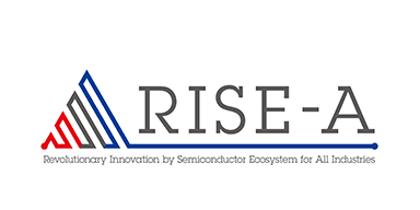 RISE-A logo with a stylized red, gray, and blue triangular mark and the tagline "Revolutionary Innovation by Semiconductor Ecosystem for All Industries"