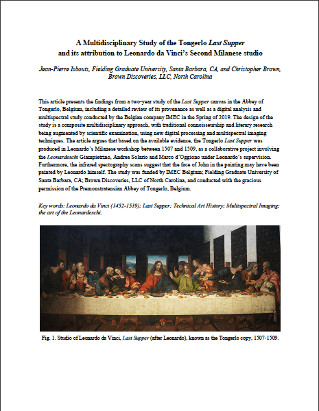 Screenshot_2019-11-12_at_16.35.18_0 Article page showing a study on the Tongerlo Last Supper canvas with a small reproduction of the painting at the bottom.