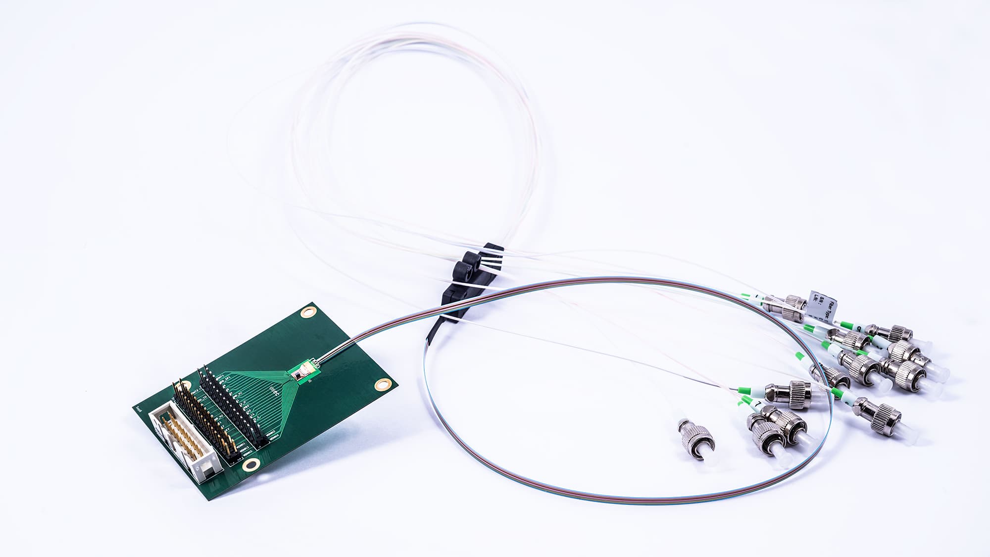 si-photonics002_1 Silicon photonics transceiver prototype board with fiber optic cables and connectors