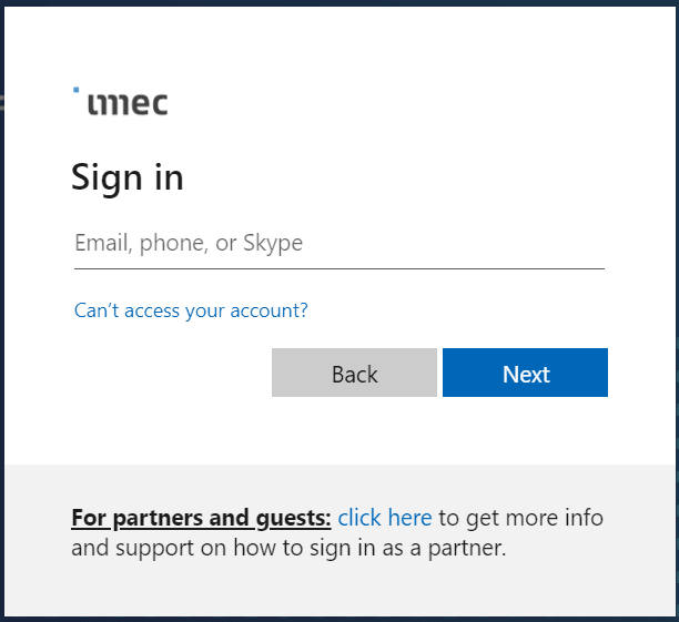 Sign%20in%20screen%20imec_0 imec sign-in screen with email, phone or Skype field and Next button