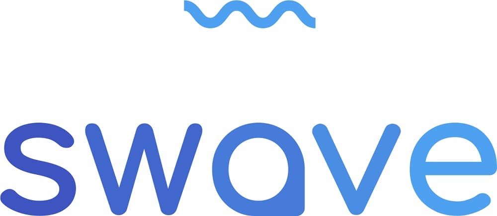 Swave%20logo Swave logo in blue lowercase lettering with a wave mark above it
