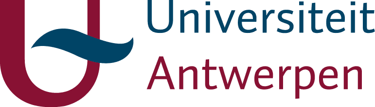 UA_HOR_NED_RGB University of Antwerp logo in maroon and blue on a white background