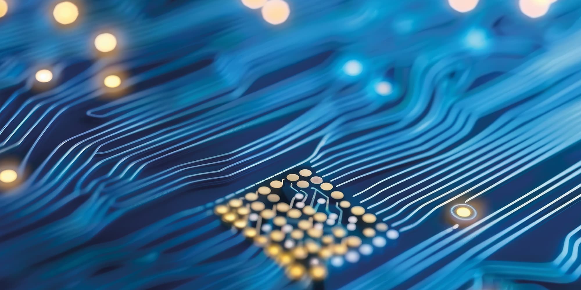 imecNL_visual_2000x1000_V1 Abstract blue circuit board with a glowing microchip and connected traces