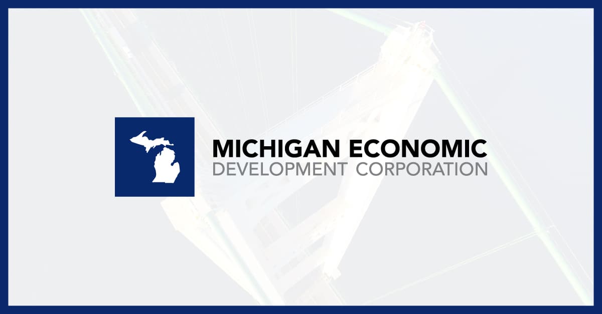 Michigan Economic Development Corporation logo with a Michigan silhouette