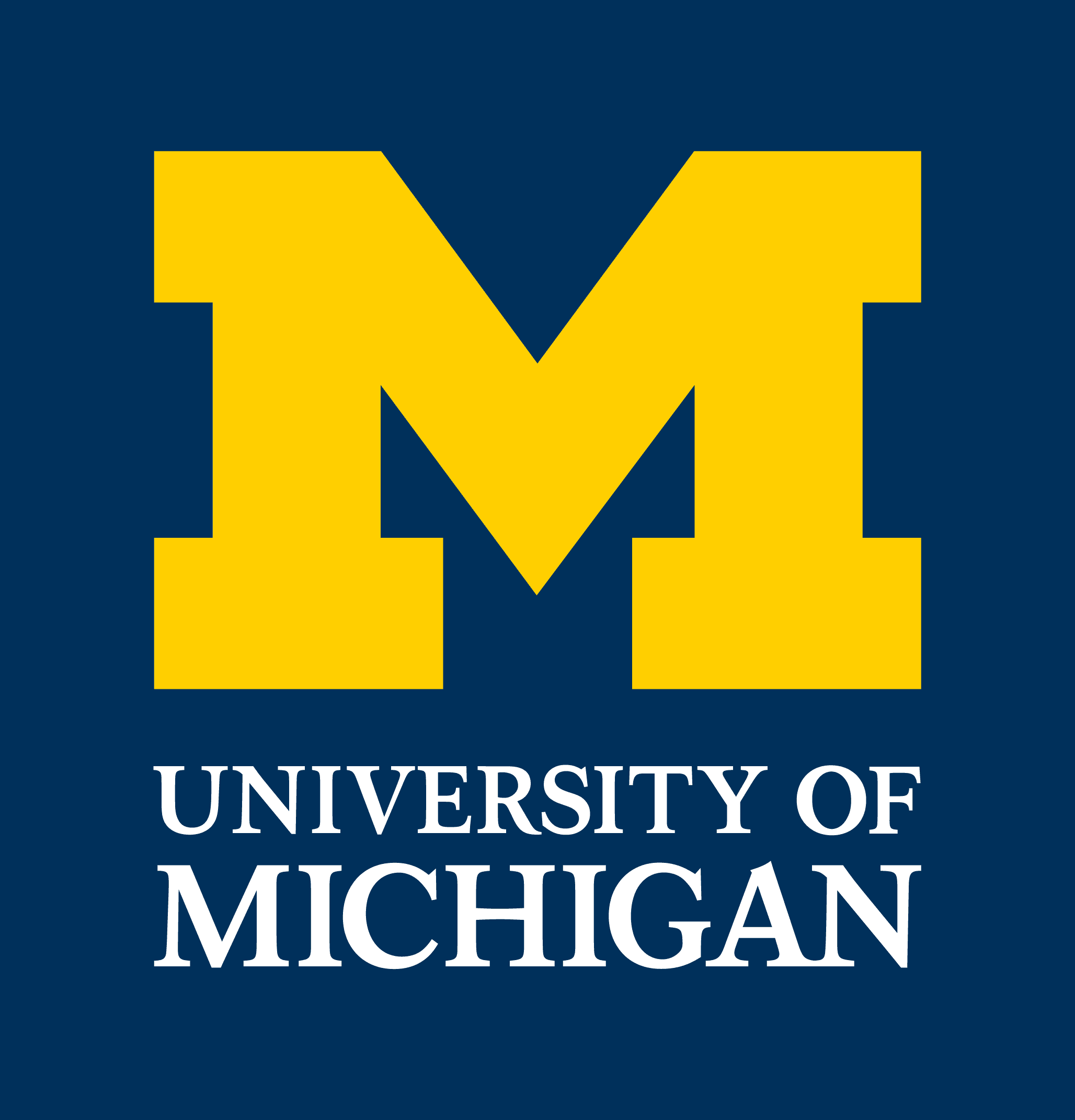 University of Michigan logo on a blue background